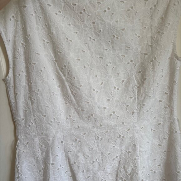 BODEN white floral eyelet cap sleeve blouse 6P with lining NWT - Picture 4 of 4